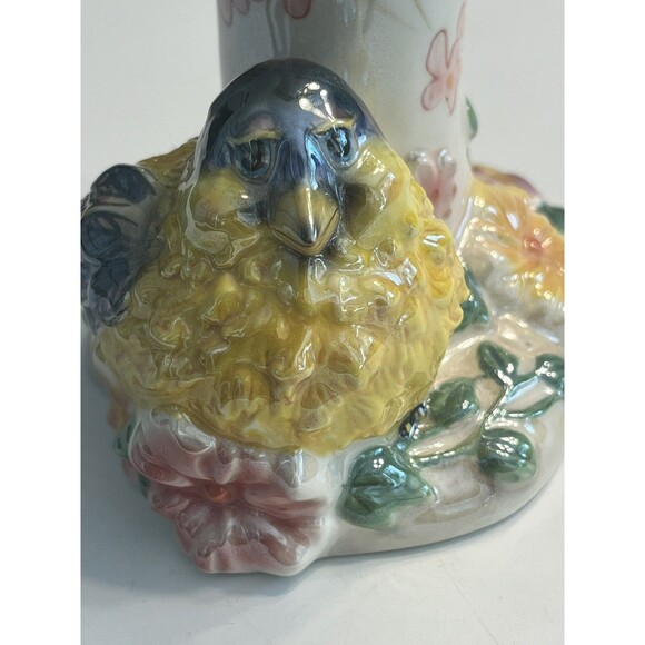 A Birds Flight Goldfinch Floral Iridescent Ceramic Vase - Picture 11 of 14